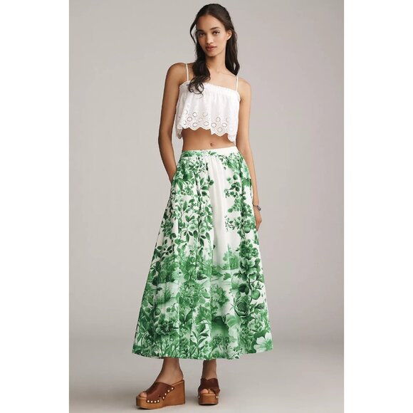 Anthropologie The Jacie Poplin Printed Maxi Skirt by Maeve M - Picture 2 of 3